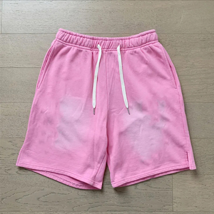 350G Spray Bleach Washed French Terry Sweat Shorts Elastic <b>Drawstring</b> Customizable Casual Shorts - Product Image 2