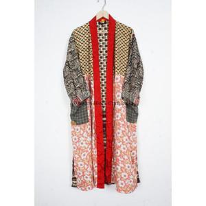 Kimono de seda india vintage con cinturón para mujer, túnica maxi, ropa de dormir, para damas de honor, maternidad, bohemio, bata de baño, vestido de verano suave con abertura frontal - Product Image 5