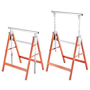 Paquete de 2 Caballetes Plegables Resistentes, Capacidad de Carga de 440 Libras, Altura Ajustable, Nuevos y Usados - Product Image 1