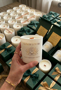Lumos Luxury Handcrafted Soy <b>Candle</b> Glass Jar Floral Scented Aromatherapy Home Decoration Cylinder Shape Wooden <b>Wick</b> Personalize - Product Image 2