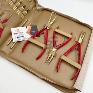 Kit professionnel d'outils pour extensions de cheveux en acier inoxydable rouge doré, pinces de retrait de micro-liens, clips, perles, fil et pinces crocodiles - Product Image 2
