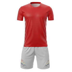 Ensemble d'entraînement de football moderne en maille 100 % polyester, coupe automatisée, design dégradé, maillot et short de football à col ras du cou - Product Image 6