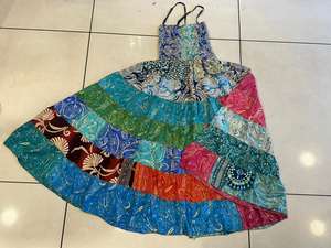 Lot en gros de robes longues pour femmes en soie patchwork superposées, style bohème hippie festival gypsy, respirantes, taille élastique, pour le voyage - Product Image 5