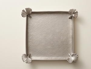 Bandeja de Servir Rectangular Plateada Minimalista Moderna, Plato de Metal para Alimentos con Esquinas de Hoja de Ginkgo, Organizador de Mesa, Regalo al por Mayor - Product Image 5