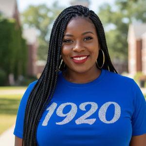 Camiseta Azul 1920 Diamond Top para Mujer, 100% Algodón, con Lentejuelas y Letras Griegas, Ropa de Hermandad, Camiseta de Aniversario Zeta Phi Beta, Orgullo por la Vida Griega - Product Image 3