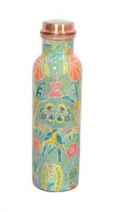 Pure Copper Water <b>Bottle</b> with Hand-painted Folk Art & Peacock Design | Leakproof Ayurvedic <b>Flask</b> for Yoga, Gym, Office & Unique - Product Image 6