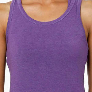 Camisetas sin Mangas con Cuello Redondo para Mujer, Color Morado, Algodón/Fibra de Bambú, Tallas Grandes, Tops de Mujer de Pakistán - Product Image 6