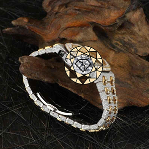 Custom Icedout Luxury Women's Stainless Steel Moissanite <b>Watch</b> <b>Case</b> Analog Quartz 46mm Sapphire Crystal Push Button Hidden Clasp - Product Image 2