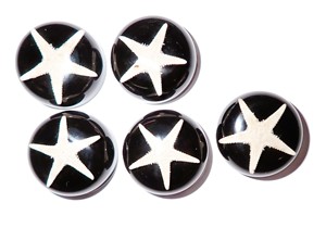 Cabujón de Estrella de Mar Redondo de 25x25 mm, Negro, Base Plana, para Manualidades y Joyería - Product Image 1