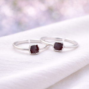 Raw Garnet Silver Plated <b>Ring</b> 5 to 7mm Electroplated Engagement <b>Ring</b> Handmade <b>Statement</b> Jewelry Gift for Women - Product Image 1