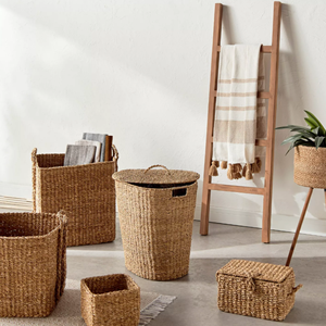 Panier en jonc de mer de grande taille style bohème avec poignée, panier en jonc de mer tissé à la main pour salle de bain, chambre à coucher, vente en gros du Vietnam - Product Image 6