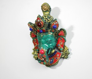 หน้ากากพระพิฆเนศเรซิ่นทำมือ งานศิลปะฮินดูตกแต่งบ้าน - Product Image 2