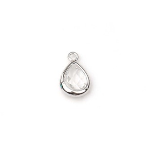 Crystal Quartz Teardrop Pendant Silver Plated Brass Faceted Pear Shape Gemstone Charm for DIY Jewelry Making <b>Necklace</b> - Product Image 1