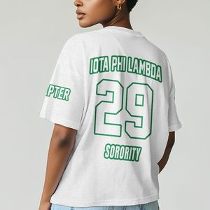 Camiseta Blanca de Cuello Redondo Iota Phi Lambda con Estampado Personalizado del Capítulo, Unisex, Inspirada en el Estilo Griego, Ligera, para Uso Diario - Product Image 2