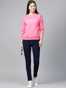Sudadera Rosa de Cuello Redondo para Mujer, Estampada, Corte Regular, Manga Larga, Tejido de Algodón, para Otoño - Product Image 4