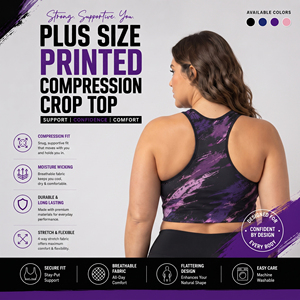 Women Plus Size Crop <b>Top</b> Sublimation Printed Crop <b>Tank</b> <b>Top</b> <b>Ladies</b> Breathable Workout <b>Top</b> Women Gym Fitness Compression Bra - Product Image 4