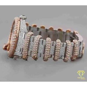 Reloj de Lujo para Hombre, Estilo Hip Hop, Completamente Adornado con Diamantes Moissanite VVS, Chapado en Oro Rosa sobre Plata de Ley 925 - Product Image 3