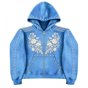 Custom Premium Quality Embroidered Zip Hoodie Sweatshirt Full Zip Casual Streetwear Soft Fleece Hoodie For Unisex - Product Image 1