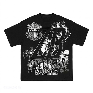 เสื้อยืดผู้ชายเรียบง่าย 240 GSM ผ้าฝ้ายพรีเมียม ทรงปกติ สีดำ หนัก พิมพ์ลายสกรีน โลโก้สั่งทำ ตำแหน่งด้านหน้า กันยับ - Product Image 1