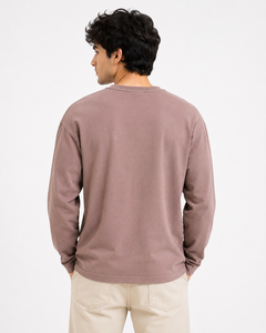 Camiseta de Manga Larga Oversize para Hombre, Cuello Redondo, Algodón, Corte Relajado, Informal, Premium, Gruesa, Transpirable, 220g - Product Image 3