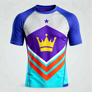 Camiseta Deportiva de Compresión de Manga Corta para Hombre, Diseño de Corona de Rey, Secado Rápido, Poliéster, Logotipo Estampado en la Parte Delantera - Product Image 1
