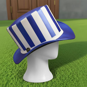 Sombrero de cuero hecho a mano de primera calidad, unisex, con rayas azules y blancas, estilo Steampunk, gótico, vintage, para festivales y cosplay. - Product Image 3