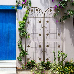 Set di 2 tralicci da giardino in metallo antiruggine marrone da 180 cm x 50 cm, supporto per piante rampicanti da esterno, decorazioni per matrimoni - Product Image 4