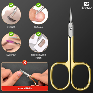 Service OEM ODM, ciseaux à ongles de précision durables plaqués or, ciseaux à ongles courbés en acier inoxydable avec poignées en acier - Product Image 3