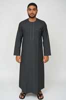 Robe Omani Modeste pour Hommes, Thobe en Coton Doux, Broderie Islamique en Polyester, Manches Longues pour l'Été, l'Hiver, l'Automne, Ensemble Élégant Style Saoudien