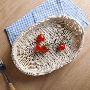 ถาดเสิร์ฟหวายรูปไข่ทอมือพร้อมหูจับ - ตะกร้าขนมปังหวายธรรมชาติสำหรับห้องครัว จัดแสดงผลไม้ และอาหารเช้าบนเตียง - Product Image 3