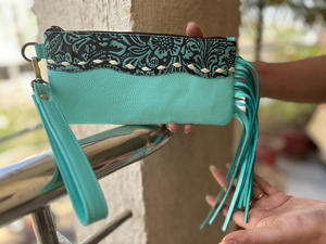 Nuevo estilo occidental, bolso de mano de cuero con punta turquesa, bolso diseñado para mujer, superventas, pulsera elegante, billetera de cuero con cremallera - Product Image 4