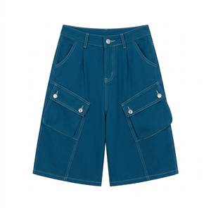 Summer Black Wash Denim Shorts Baggy Hip Hop Raw Edge <b>Work</b> Shorts Mens Vintage Breathable Loose Fit Casual <b>Jean</b> Shorts Bulk - Product Image 2