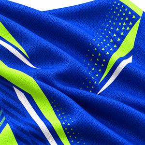 Camiseta Deportiva de Manga Corta para Hombre, con Patrón Geométrico Azul y Amarillo, Cuello Redondo, Tejido de Poliéster, Secado Rápido, Corte Regular - Product Image 5