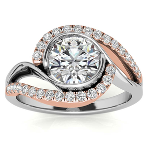 Anillo de compromiso de oro rosa de 14 quilates de alta calidad, diseño único con diamante de moissanita incoloro de corte redondo, lo último para regalo de boda - Product Image 1