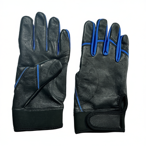 Custom Logo Premium Leather Baseball Batting Gloves XL <b>Hook</b> Loop Closure Ambidextrous Design Maximum Grip Flexible Fit Black - Product Image 1