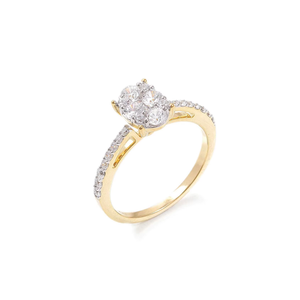 1/2 TCW Prong Set Natural Diamond <b>Cluster</b> Ring 14K Yellow Gold | Round Cut Engagement Wedding Fine Jewelry Gift for Women Gift - Product Image 3