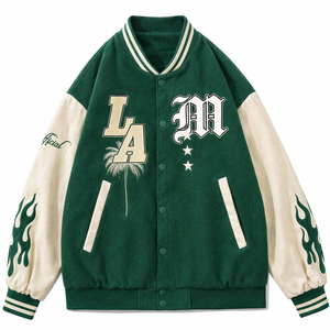 URBANGAZER Custom <b>Men's</b> Premium Vintage <b>White</b> 100% Wool Varsity <b>Jacket</b> Eco-Friendly Winter Patchwork Chenille Embroidery - Product Image 4
