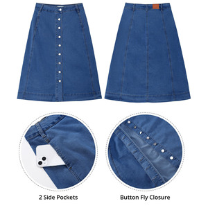 Nouvelle jupe en jean délavé taille naturelle pour femme 2026 – Décontractée, respirante, antistatique, confortable pour le quotidien - Product Image 4