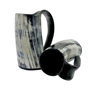 Chope en corne authentique de style Viking, faite à la main, rustique, pour bière, cidre, vin, décoration de bar et cadeau pour les amateurs - Product Image 2