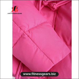 Doudoune courte matelassée en duvet d'oie rose pour femme, à manches longues et capuche, style décontracté avec nœud chinois, collection hiver Y2K - Product Image 3