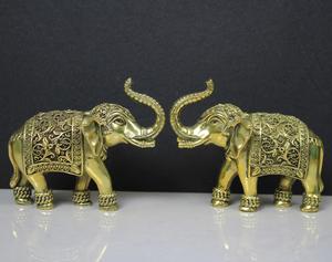 Handcrafted Brass <b>Elephant</b> Figurine (Single) Antique Finish Decorative <b>Elephant</b> Statue Home Office Decor - Product Image 3