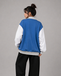 Chaquetas Varsity para Mujer, Chaqueta de Cuero Genuino, Talla Grande, Logos Bordados a la Moda, Chaquetas para Mujer - Product Image 3