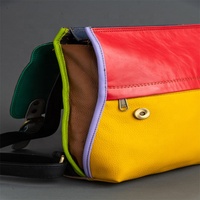 Nouveauté : Sacs à dos élégants de style western en cuir véritable recyclé multicolores pour femmes, sacs à dos arc-en-ciel de taille idéale