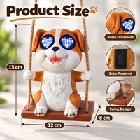 Décoration de jardin extérieur, décorations suspendues pour chiens, vente en gros, OEM, statue d'animal personnalisée avec yeux LED solaires mobiles