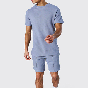 Hot Sale Product New Arrival Men Summer Short Sleeve T Shirts and Shorts Cotton Contrast Color Men <b>Twin</b> <b>Sets</b> for Adults - Product Image 1