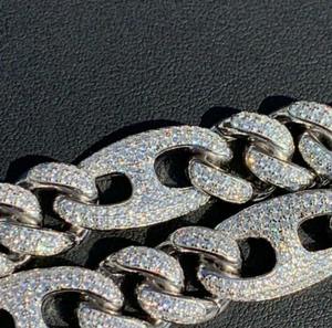 Bracelet chaîne en argent rhodié S925 pour homme, serti de moissanite taille brillant ronde micro-pavé, style hip-hop, pour usage quotidien - Product Image 3