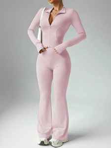 Ensembles sexy et ajustés pour femmes européennes et américaines, survêtements de yoga à séchage rapide, lignes discrètes, manches longues, uni, moulant - Product Image 6