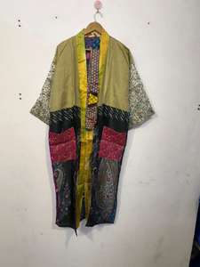 ชุดคลุมกิโมโนผ้าไหมปะติดปะต่อ - เสื้อคลุมไหมสีสันสดใสน้ำหนักเบา - ชุดคลุมอาบน้ำลายดอกไม้โบฮีเมียนสำหรับผู้หญิง - Product Image 3