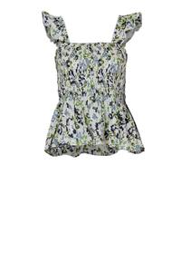 Chemisier d'été sans manches pour femme, en coton floral smocké, style peplum, écologique, vintage, léger et respirant, de qualité supérieure - Product Image 6