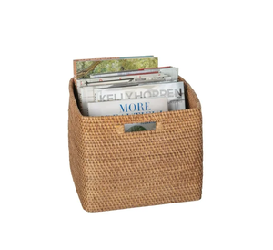 Artex HaiNam <b>Square</b> Natural Rattan Storage <b>Basket</b> With Handles Rustic Multi-Purpose Organizer - Product Image 4